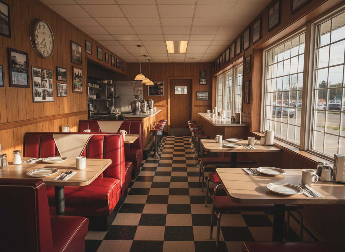 Intérieur chaleureux du restaurant Aux 4 Chemins